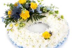 35C - Based wreath - chrysanthemums